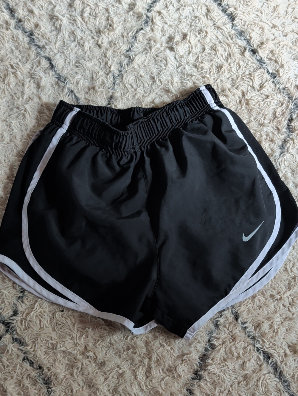 Nike Black Women's Running Shorts with White Piping